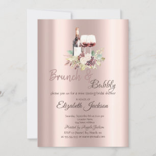 Wine Taste Trauben Rose Gold Brunch & Bubble Einladung