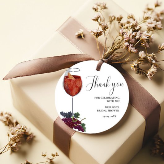 WIne Tasting Brautparty Danke Geschenkanhänger