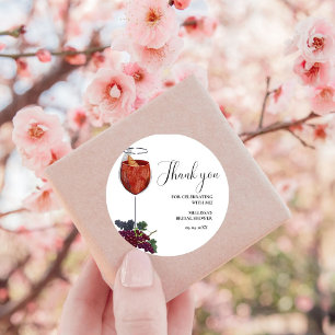 WIne Tasting Brautparty Danke Runder Aufkleber