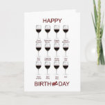 Wine tasting funny birthday card karte<br><div class="desc">Have a drink! A funny card for wine tasters and wine drinkers. Glasses of wine with commentary that become more inebriated as the wine is drunk. An unusual birthday card for the fun loving.</div>