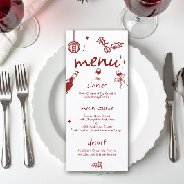 Wine Tasting Holiday Christmas Party Hand-Drawn Menükarte