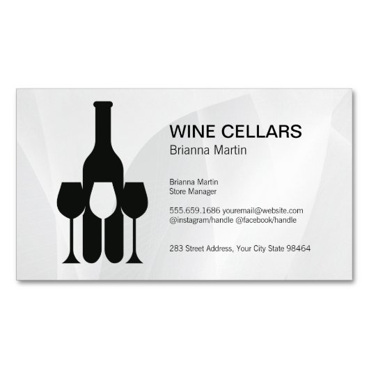 Wine Tasting Logo | Bottle | Glasses Magnetische Visitenkarte (Vorderseite)