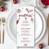 Wine Tasting Party Holiday Christmas Hand-Drawn Menükarte