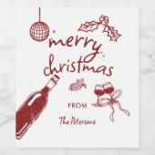 Wine Tasting Party Holiday Christmas Hand-Drawn Weinetikett (Einzelnes Label)