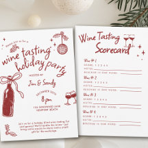 Wine Tasting Party Scorecard Game Doodle Holiday