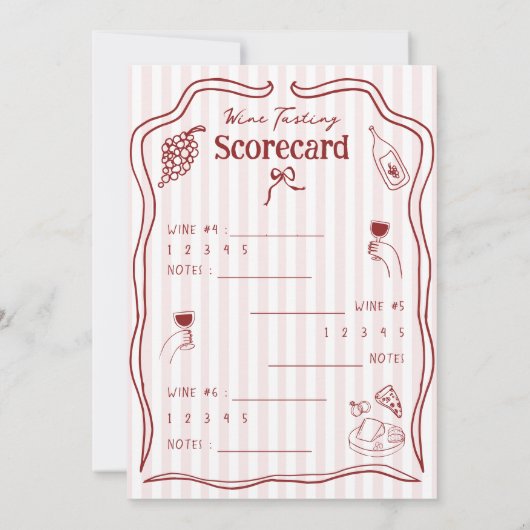 Wine Tasting Score Card Hand Drawn Rating Sheet Einladung (Rückseite)