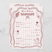 Wine Tasting Score Card Hand Drawn Rating Sheet Einladung (Vorne/Hinten)