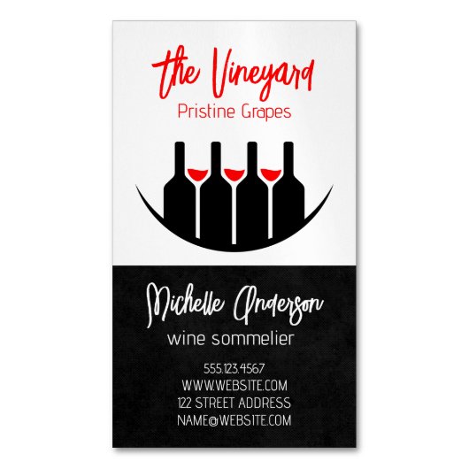 Wine Tastings | Bottles and Glasses Magnetische Visitenkarte (Vorderseite Vertikal)