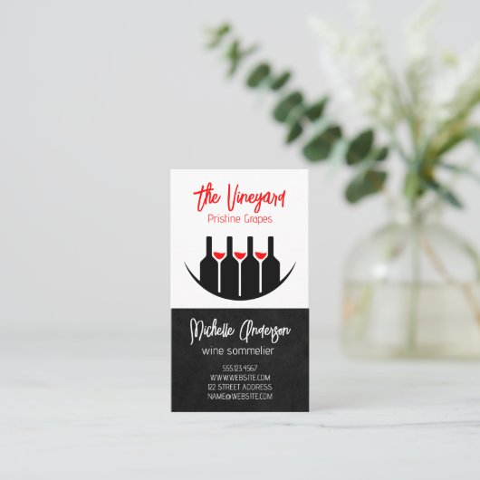 Wine Tastings | Bottles and Glasses Visitenkarte (Stehend Vorderseite)