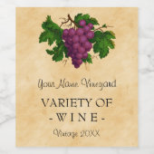 Wine Template Elegante Vintage Lila Trauben Weinetikett (Einzelnes Label)