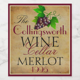 Wine Template Elegante Vintage Lila Trauben Weinetikett