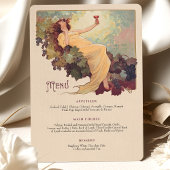 Wine Theme Art Nouveau Wedding Dinner Menü Einladung