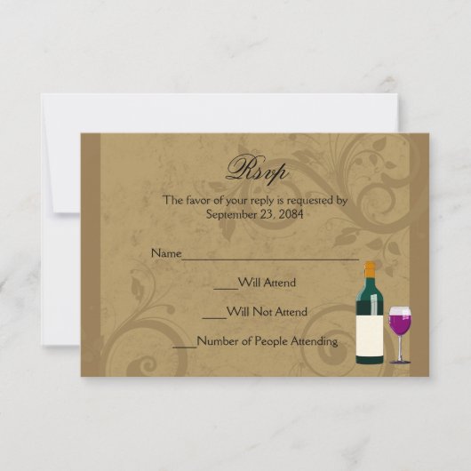 Wine Theme Matching UAWG Reply Cards RSVP Karte (Vorderseite)