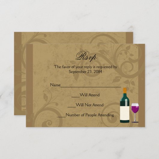 Wine Theme Matching UAWG Reply Cards RSVP Karte (Vorne/Hinten)
