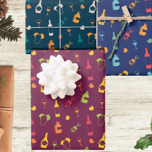 Wine Themed Patterns Geschenkpapier Set