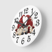 Wine Time Gnomes Runde Wanduhr (Winkel)