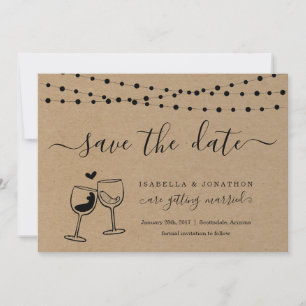 Wine Toast Save the Date Card Kraft Paper Ankündigung