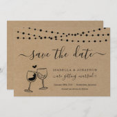 Wine Toast Save the Date Card Kraft Paper Ankündigung (Vorne/Hinten)