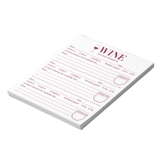 Wine Tracker, Wine Lover Drink Rating Page Notizblock (Rotiert)