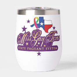 Wine Tumbler mit dem Logo von Miss Gay Texas Staat