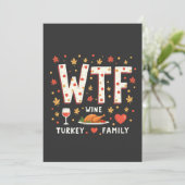 WIne Turkey Family Funny Erntedank Einladung (Stehend Vorderseite)