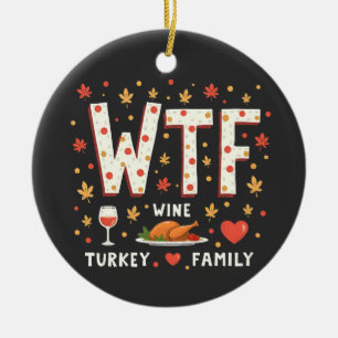 WIne Turkey Family Funny Erntedank Keramik Ornament
