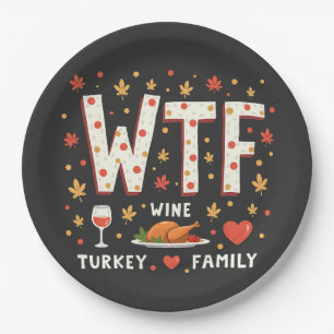 WIne Turkey Family Funny Erntedank Pappteller