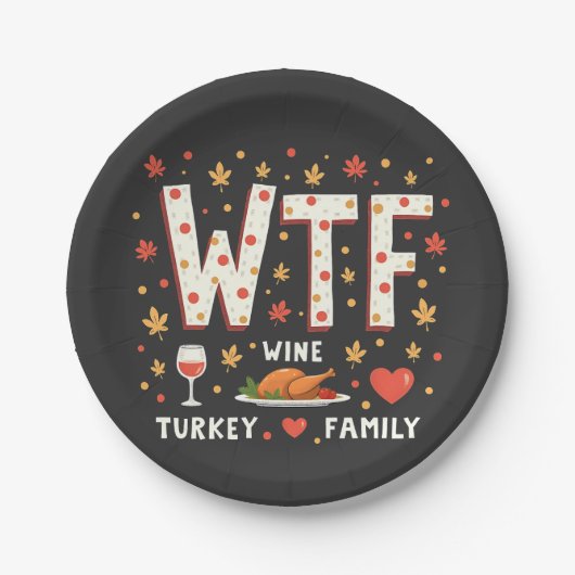 WIne Turkey Family Funny Erntedank Pappteller (Vorderseite)