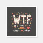 WIne Turkey Family Funny Erntedank Serviette (Vorderseite)
