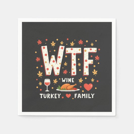 WIne Turkey Family Funny Erntedank Serviette (Vorderseite)