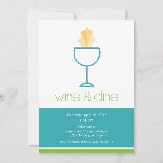 Wine u. speisen Sie Party Einladung (Vorderseite)