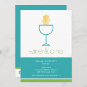 Wine u. speisen Sie Party Einladung (Vorne/Hinten)