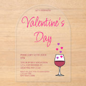 Wine Valentine's Day Party Acryleinladungen (Vorderseite)