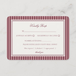 Wine Vineyard Club Old Money Striped Wedding RSVP Begleitkarte