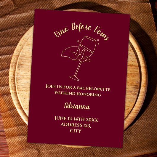 Wine Vino Vor Vows Bachelorette Einladung