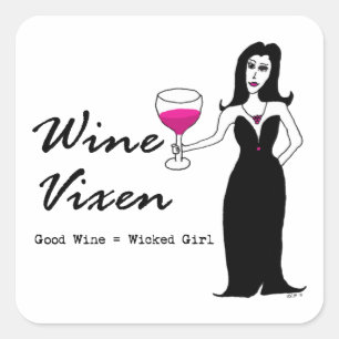 Wine Vixen "Wicked Girl" Quadratischer Aufkleber