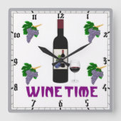 Wine Wall Clock Quadratische Wanduhr (Vorderseite)