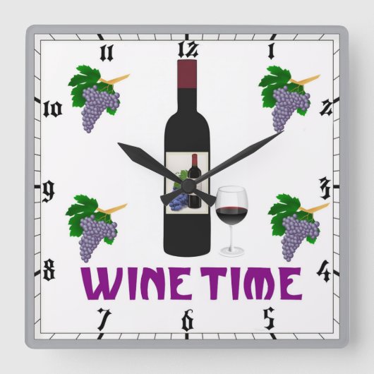 Wine Wall Clock Quadratische Wanduhr (Vorderseite)