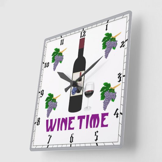 Wine Wall Clock Quadratische Wanduhr (Winkel)