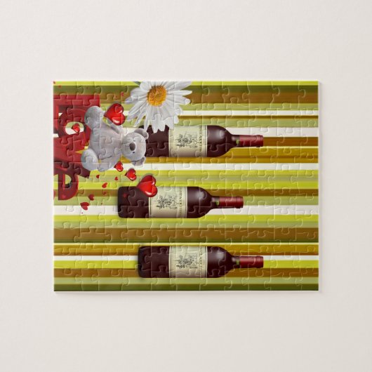 Wine White Teddy Bear Jigsaw Puzzle (Horizontal)