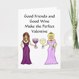 Wine Women Friendship Valentinstag Gruß Feiertagskarte