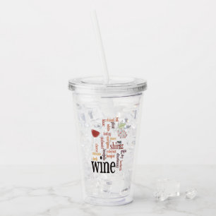 Wine Word Cloud Design Acrylic Tumblers Acryltrinkbecher
