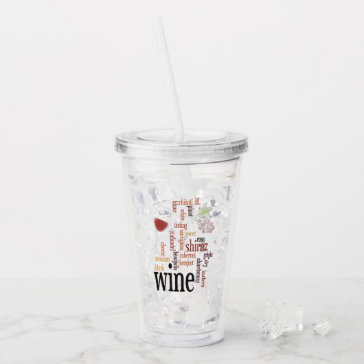 Wine Word Cloud Design Acrylic Tumblers Acryltrinkbecher (Vorderseite Ice)