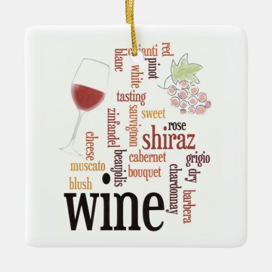 Wine Word Cloud Design Ornament (Vorderseite)