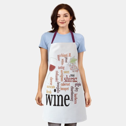 Wine Word Cloud Design Schürze (Getragen)