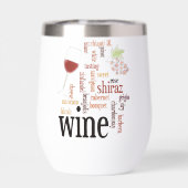 Wine Word Cloud Design Thermal Wine Tumbler (Rückseite)
