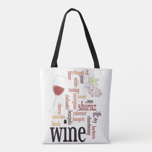 Wine Word Cloud Design Tote Bag Tasche (Rückseite)