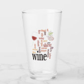 Wine Word Cloud Design Trinkglas Glas (Vorderseite)