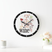 Wine Word Cloud Design Wall Clock Große Wanduhr (Zuhause)