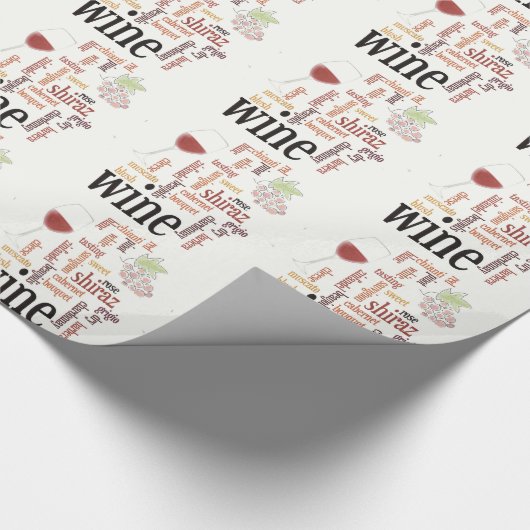 Wine Word Cloud Wrapping Paper Geschenkpapier (Ecke)